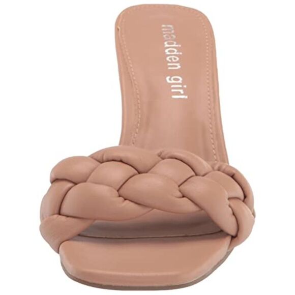 MADDEN GIRL Womens Beige Gracy Square Toe Block Heel Slip On Heeled Sandal 8.5 M - Picture 3 of 5